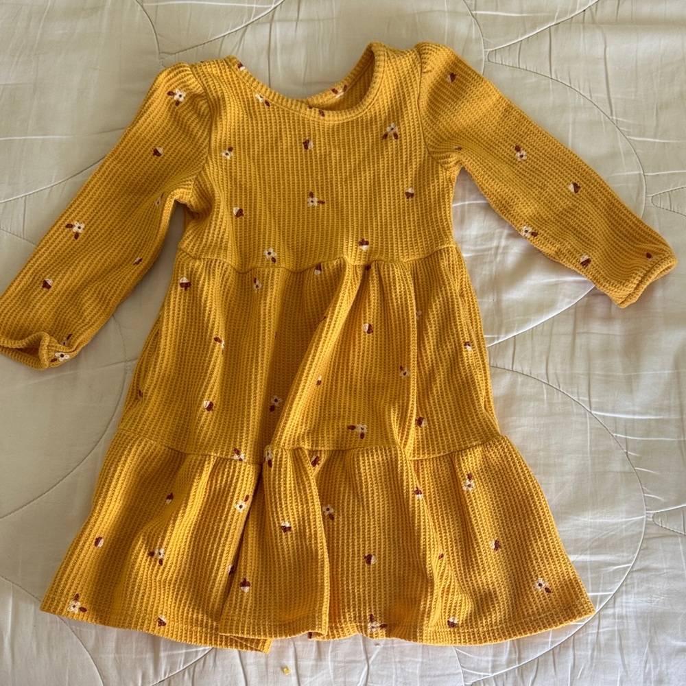 Cat & Jack Mustard Floral Kids Dress